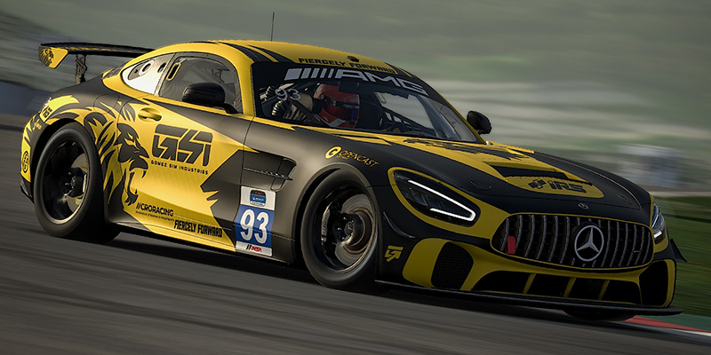 Racing 2 A Mercedes GT4 on a race track